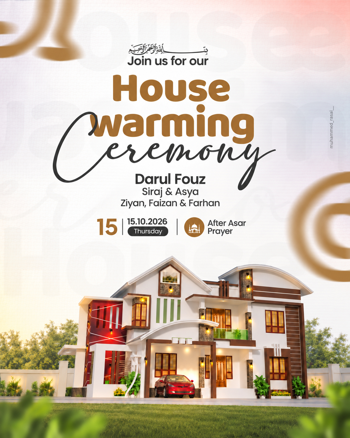 House Warming Poster, social media by Muhammed Razal